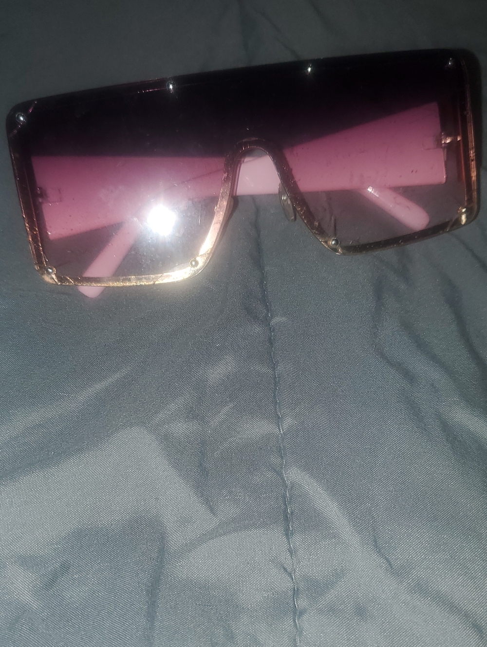 Women's Oversized Pink Gradient Shield Sunglasses